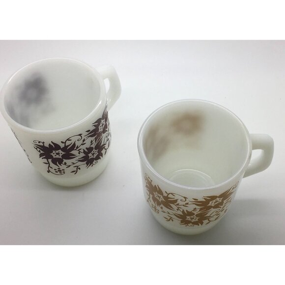 Fire King Anchor Hocking Milk Glass Coffee Mug Stacking Classical Flowers - Picture 4 of 5